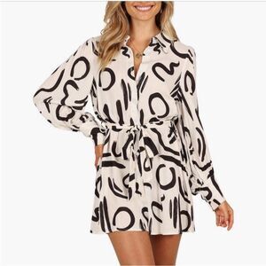 Petal & Pup Cosmo Belted Mini Shirtdress NWT size L